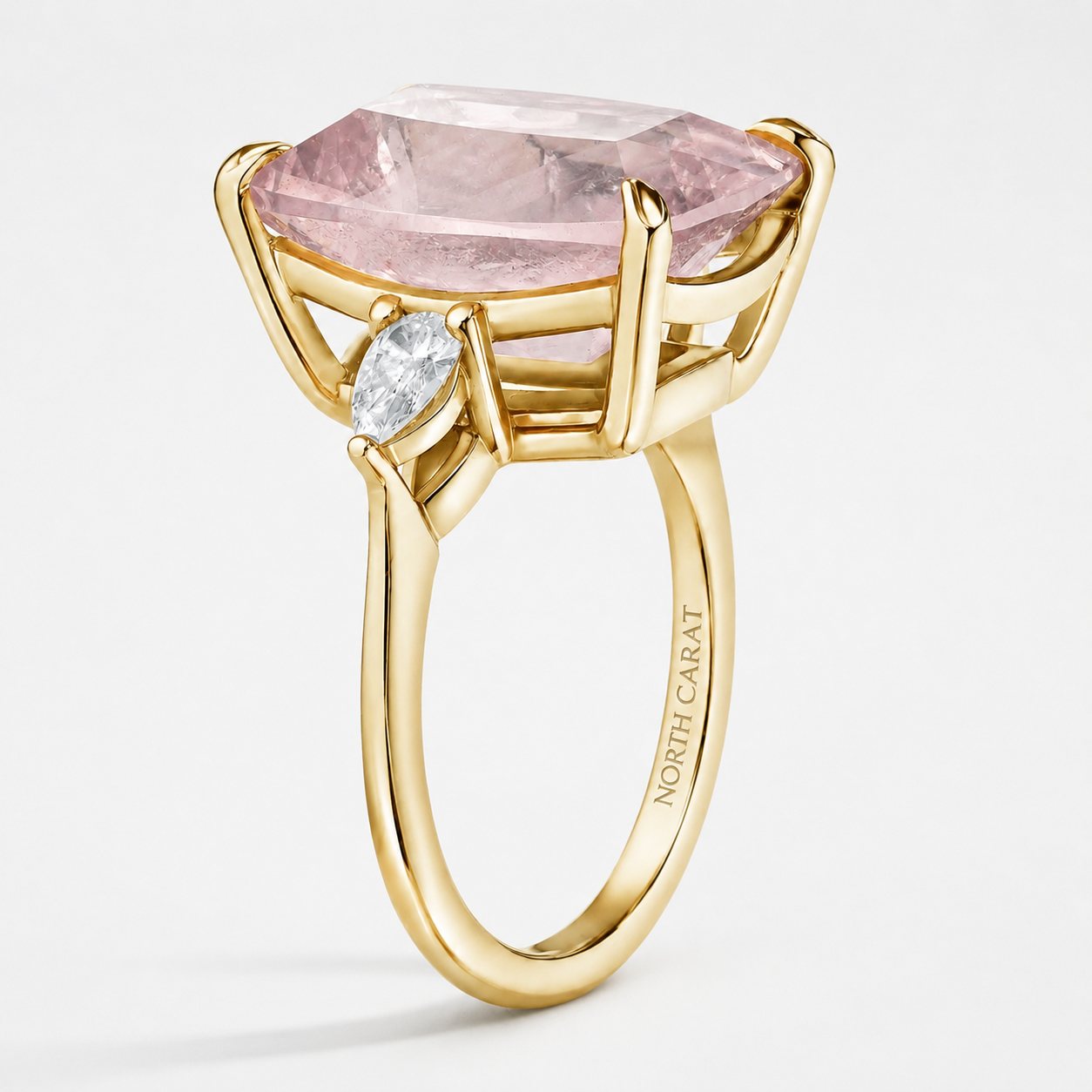 Rose Quartz Three-Stone Cocktail Ring