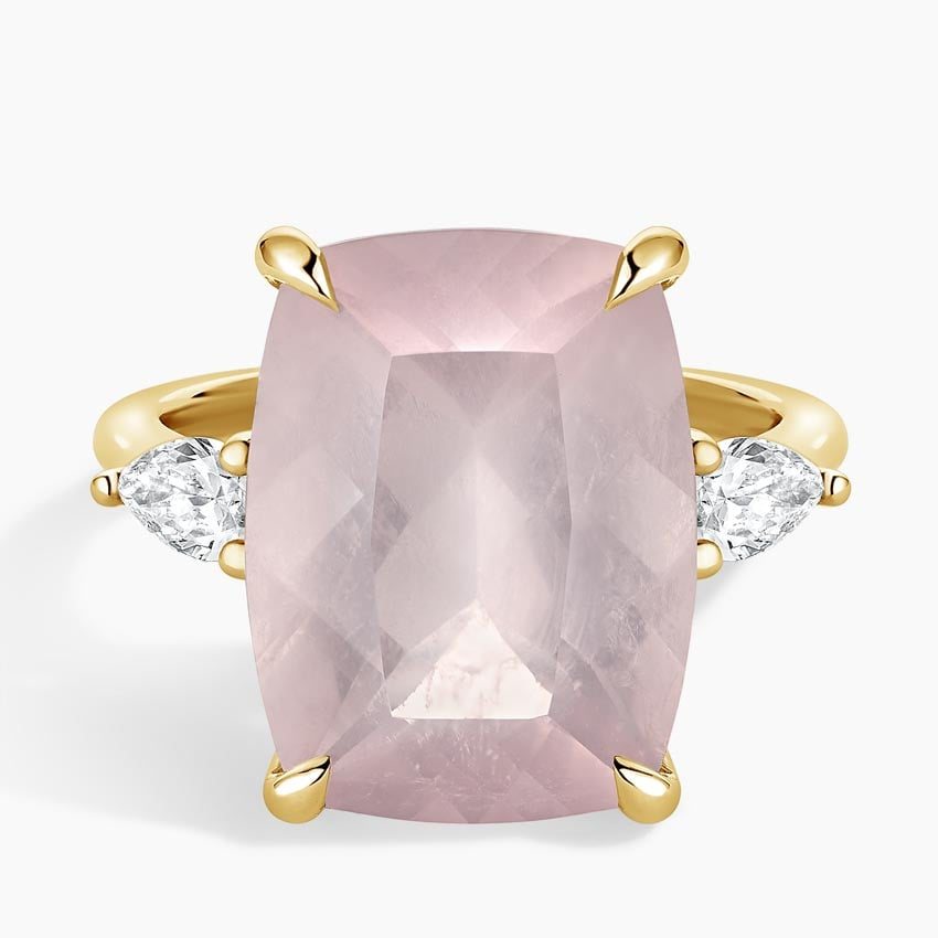 Rose Quartz Three-Stone Cocktail Ring