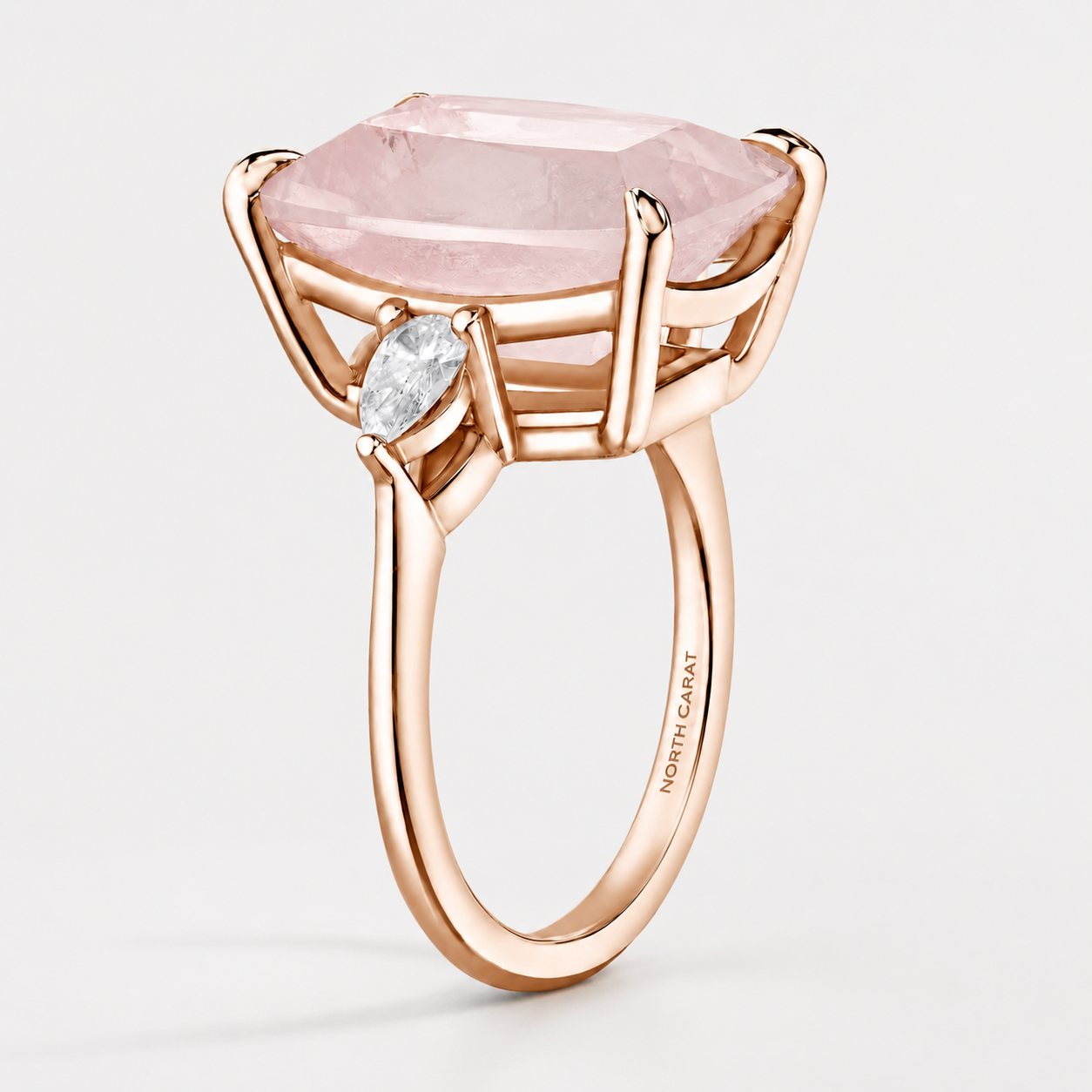 Rose Quartz Three-Stone Cocktail Ring
