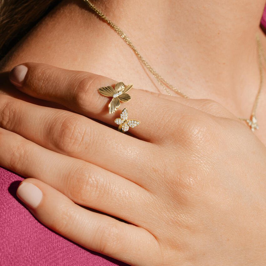 Diamond Butterfly Duo Ring