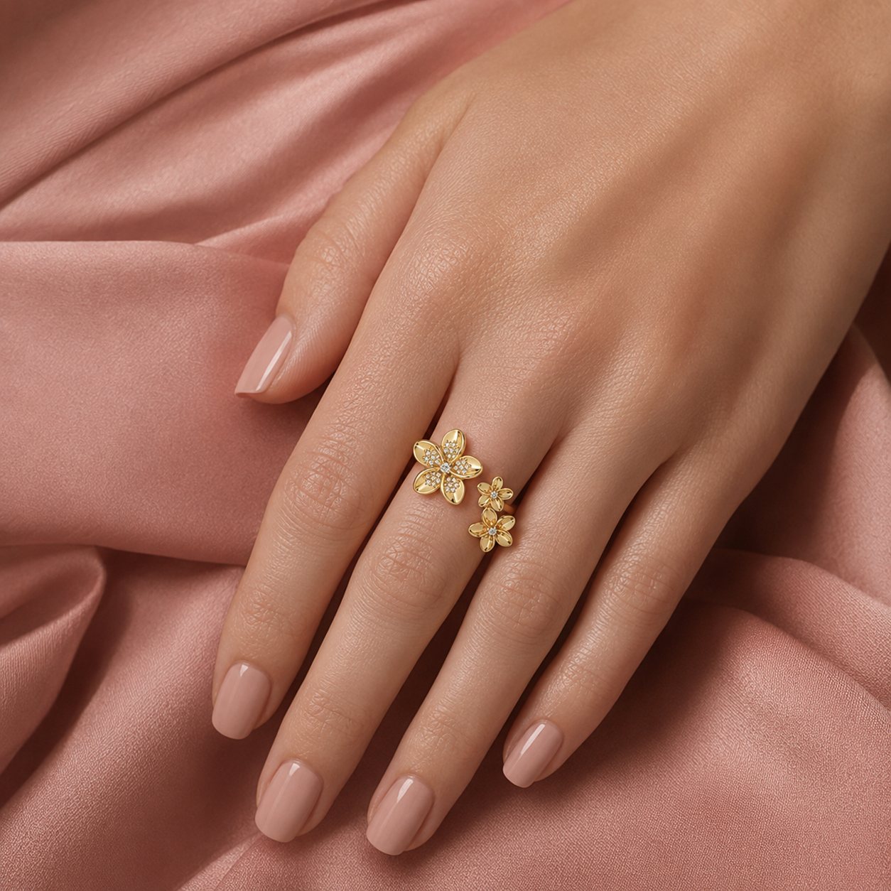 Tropical Blossom Diamond Open Ring