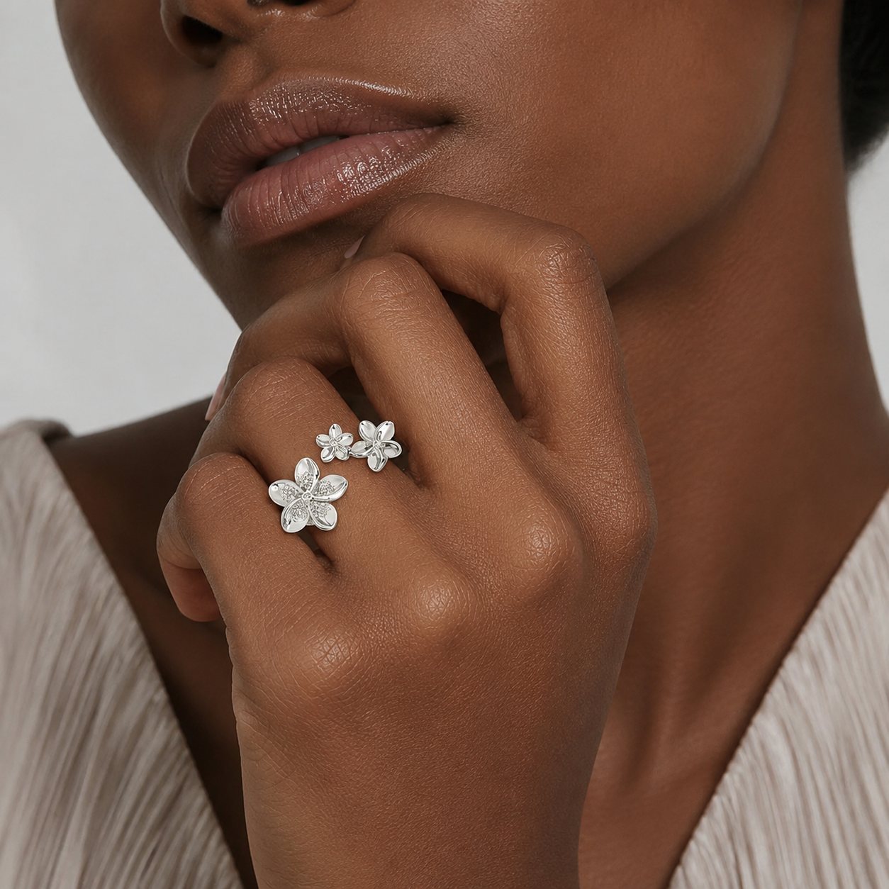 Tropical Blossom Diamond Open Ring