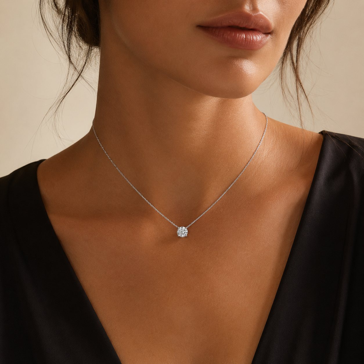 Lone Diamond Pendant Necklace