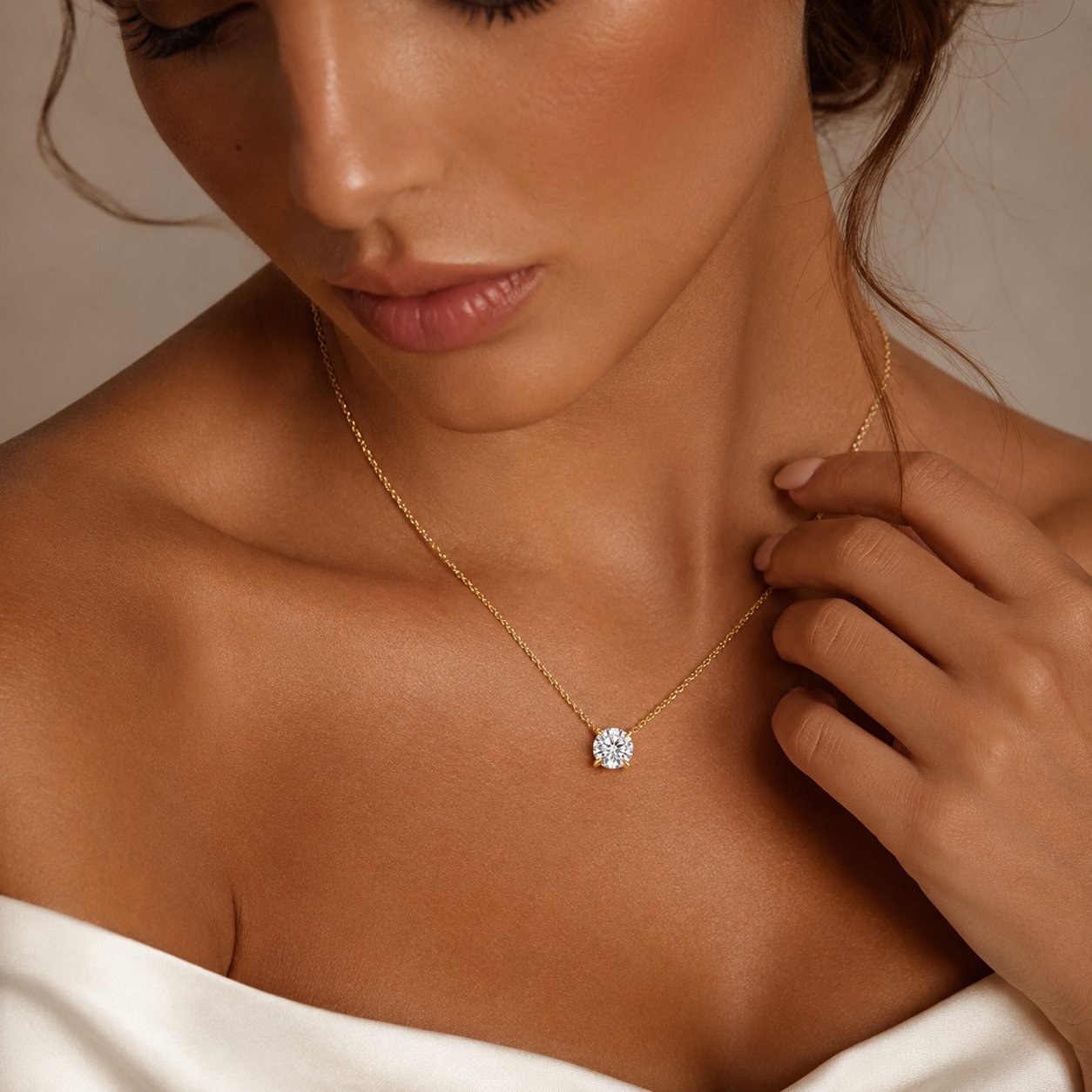 Lone Diamond Pendant Necklace