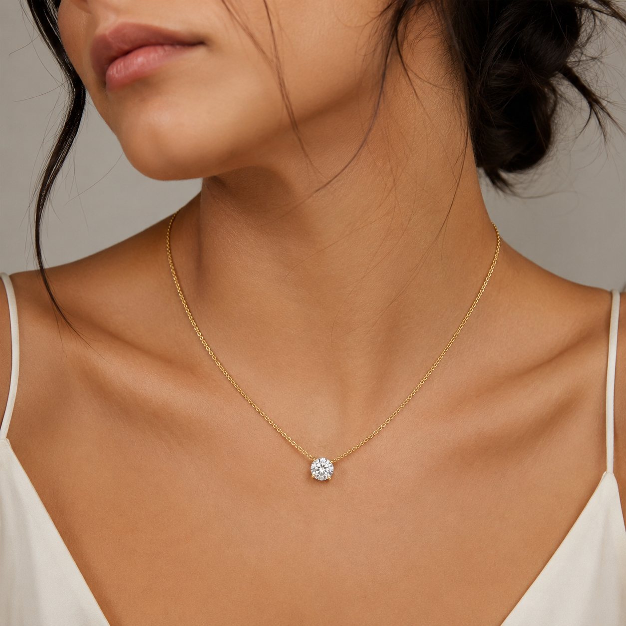 Lone Diamond Pendant Necklace