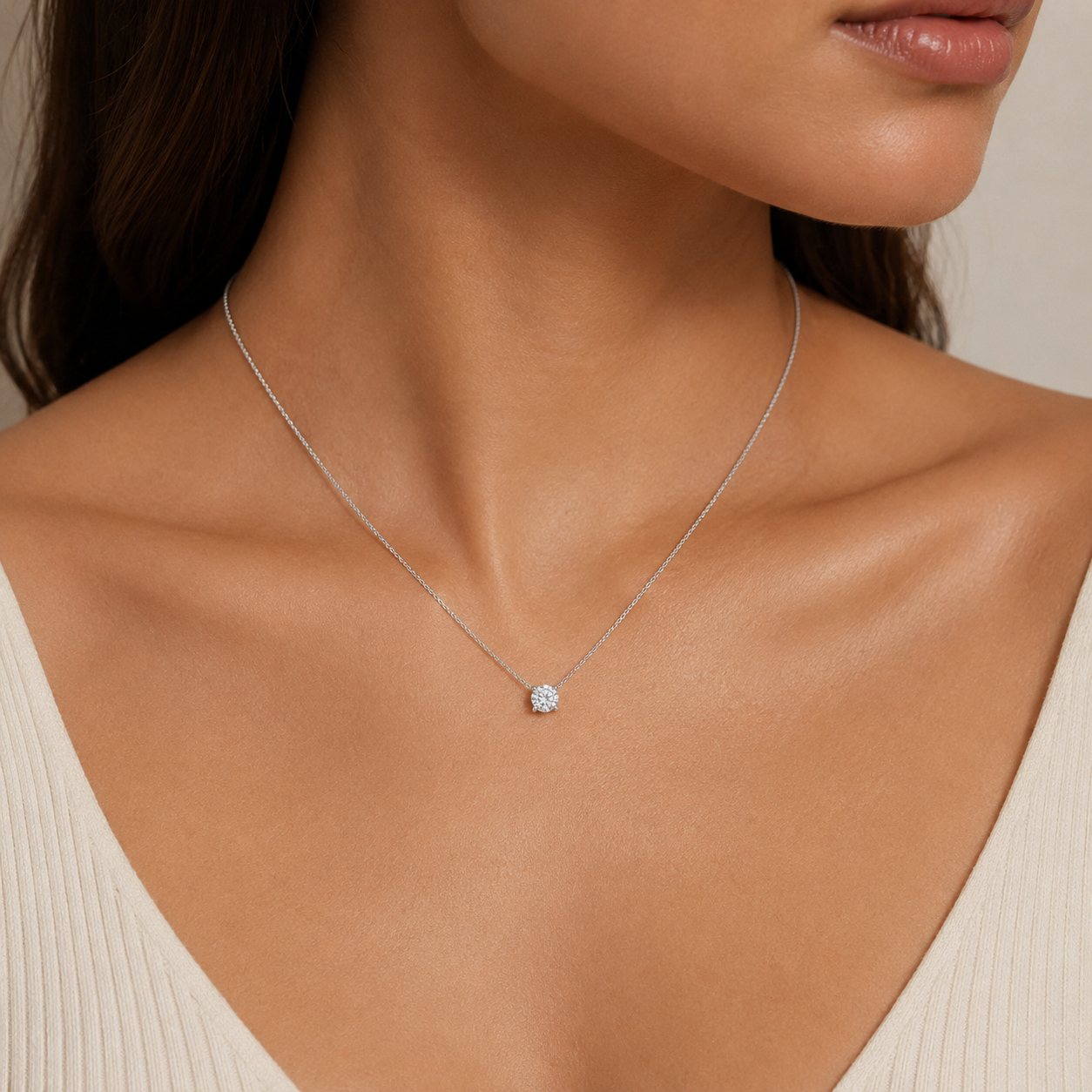 Lone Diamond Pendant Necklace