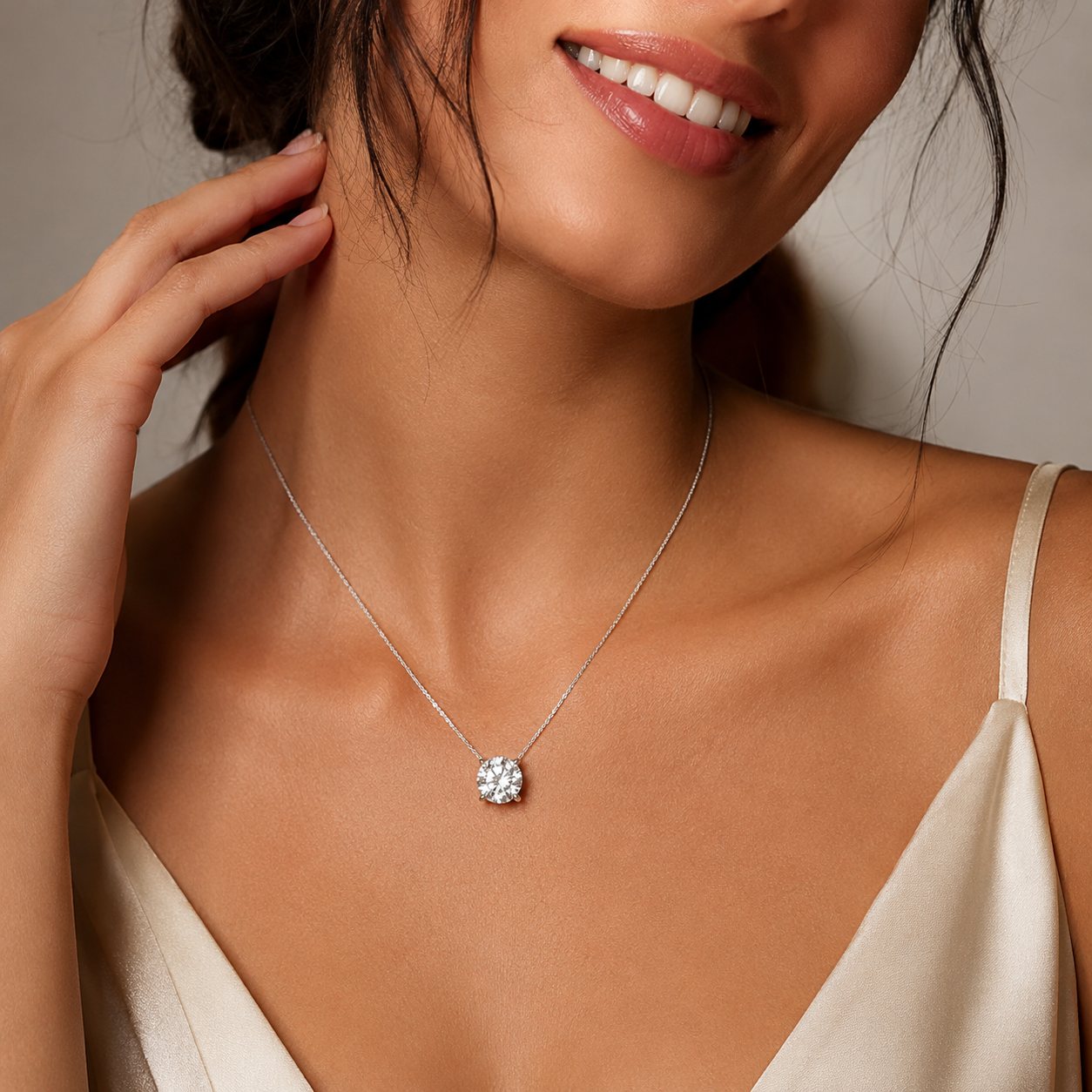 Lone Diamond Pendant Necklace