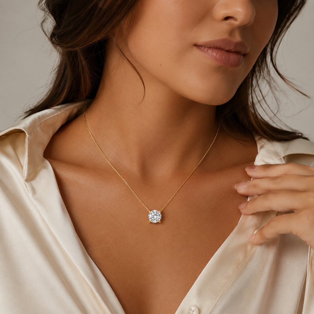 Lone Diamond Pendant Necklace