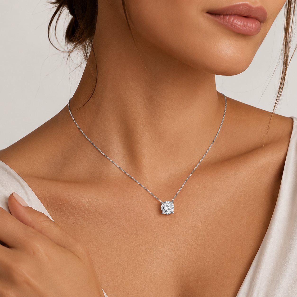 Lone Diamond Pendant Necklace