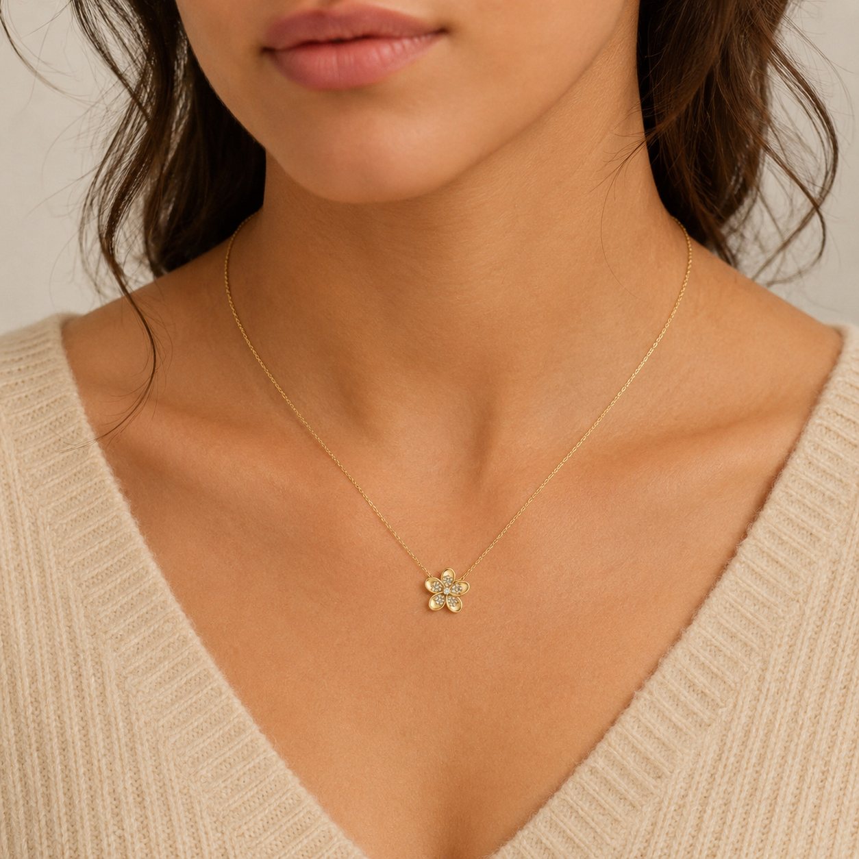 Tropical Flower Diamond Pendant