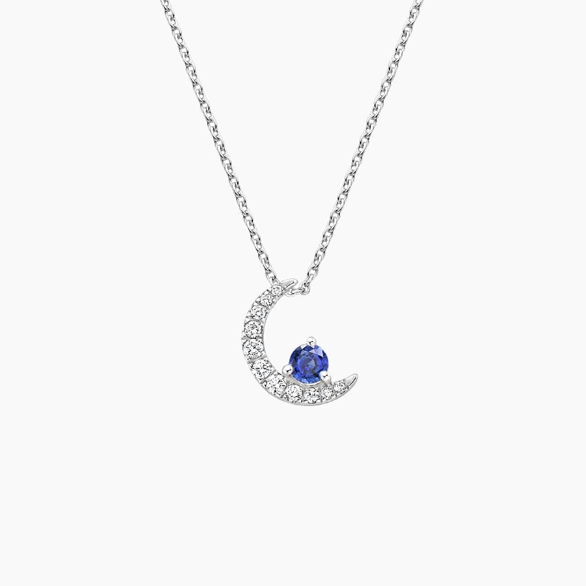 Sapphire Crescent Pendant Necklace