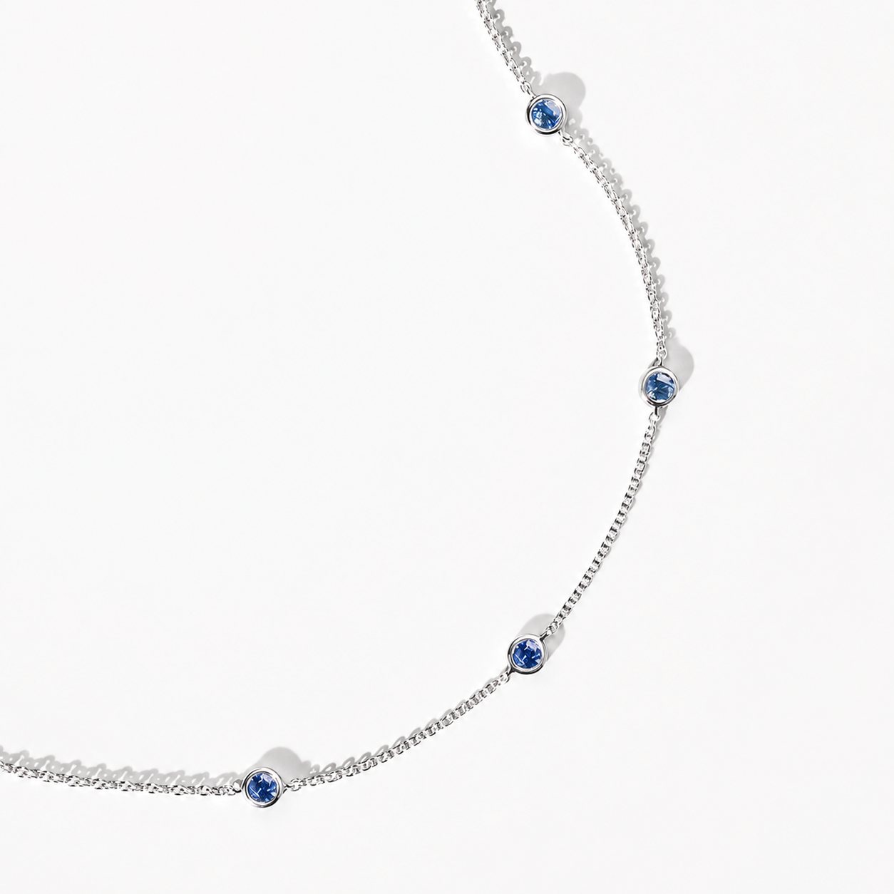 Bezel Sapphire Station Necklace
