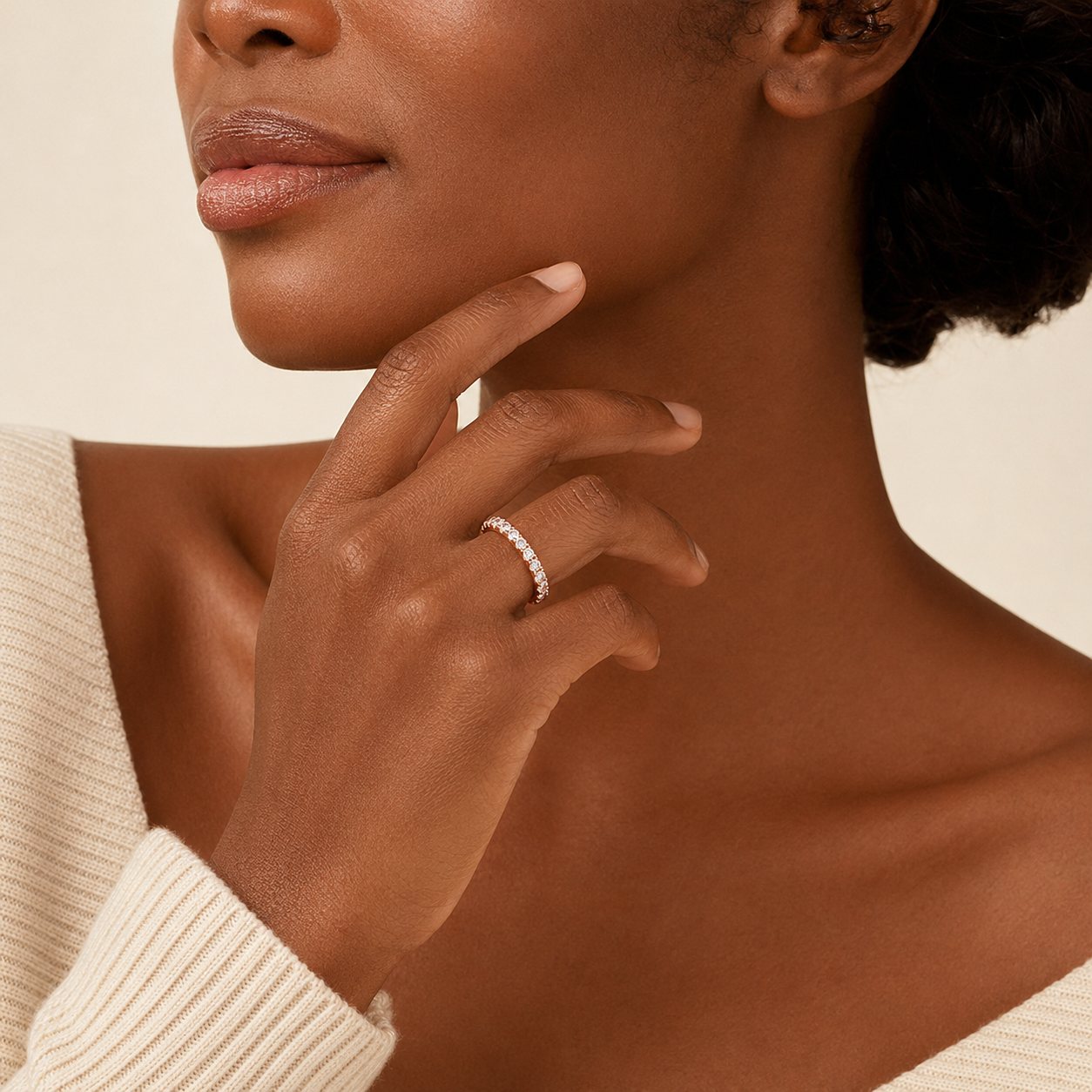 Three Quarter Pavé Diamond Band