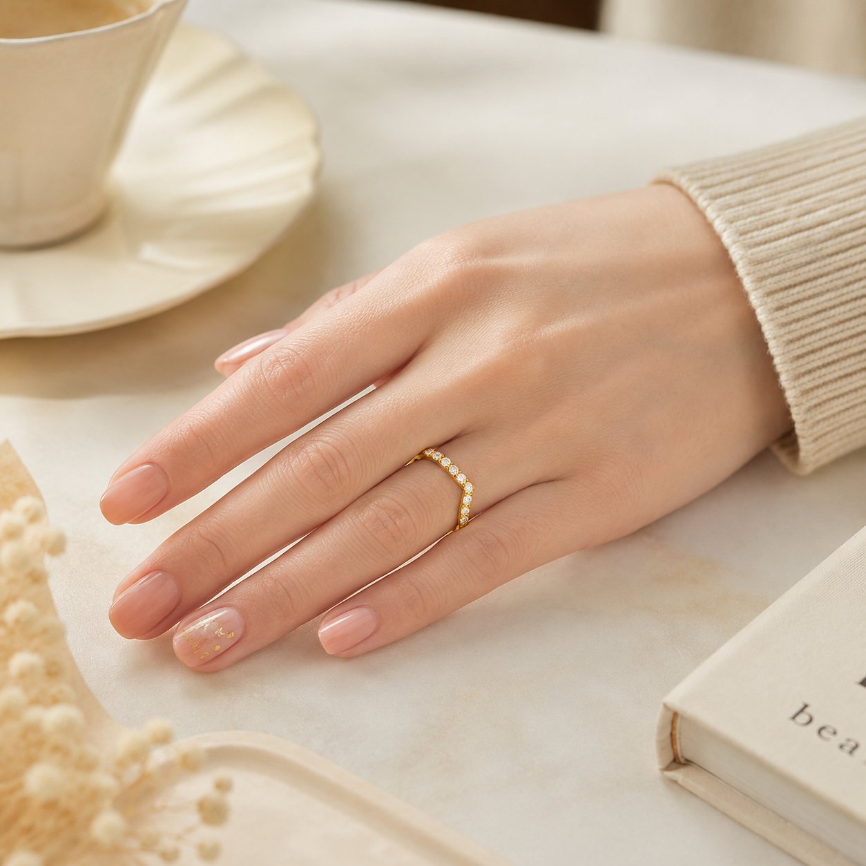 V-Contour Diamond Band