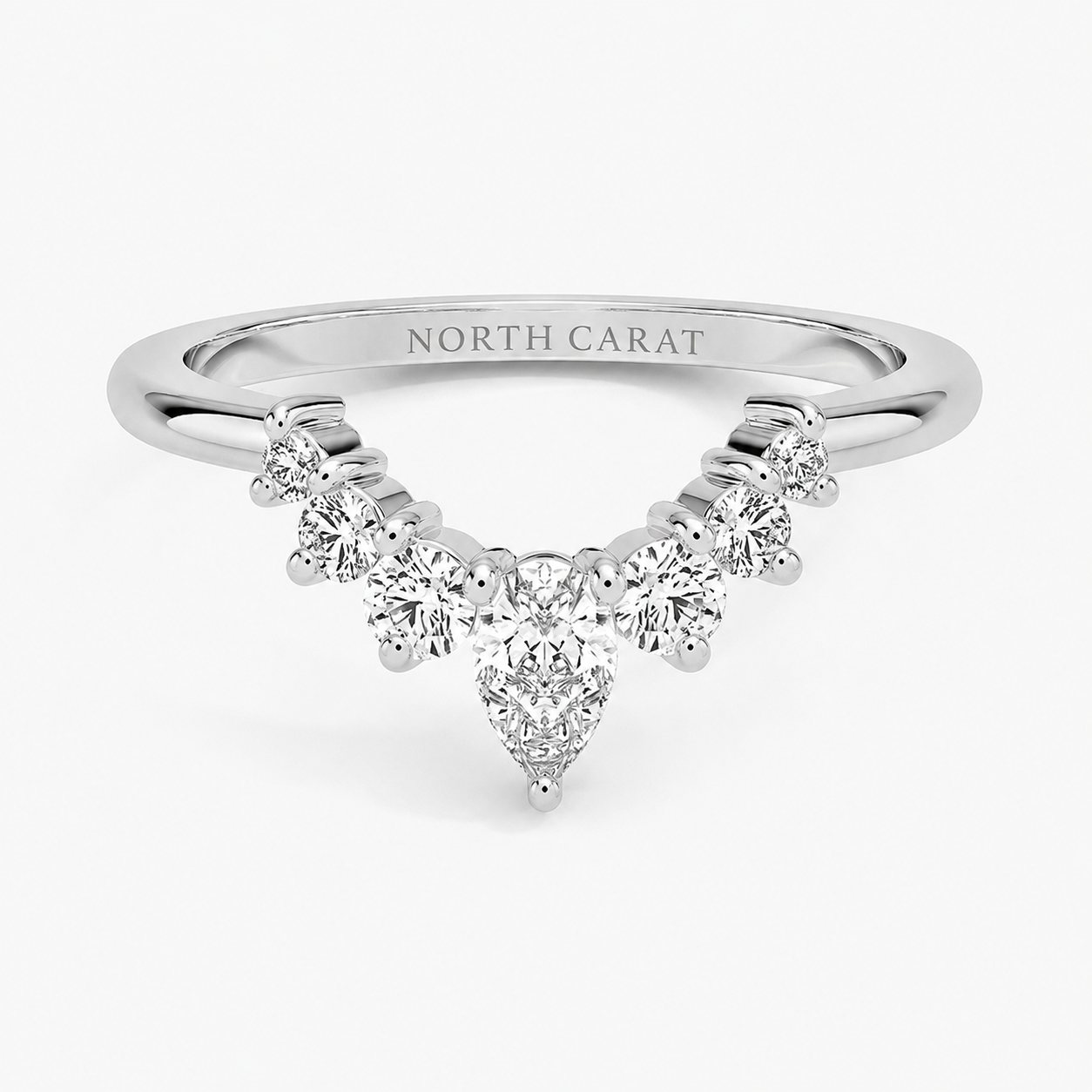 Crescent Drop Diamond Ring