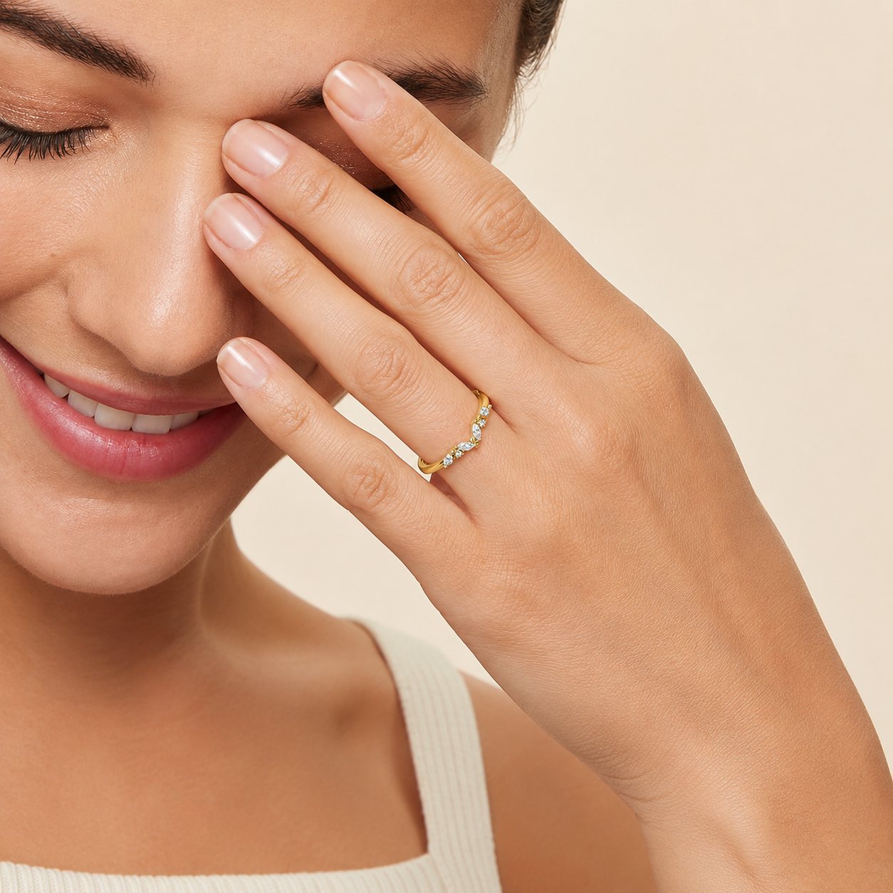 Chevron Arc Diamond Ring
