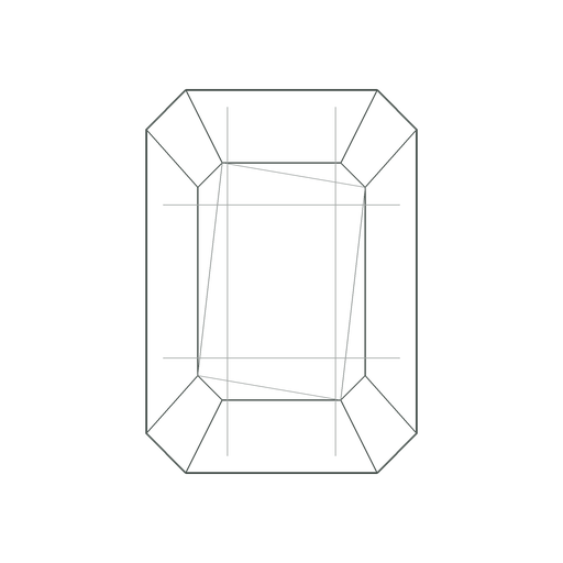 Emerald diamond shape line drawing.