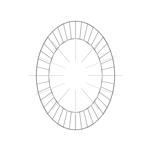 Oval diamond shape line drawing.