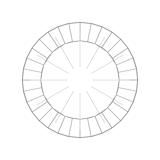 Round diamond shape line drawing.