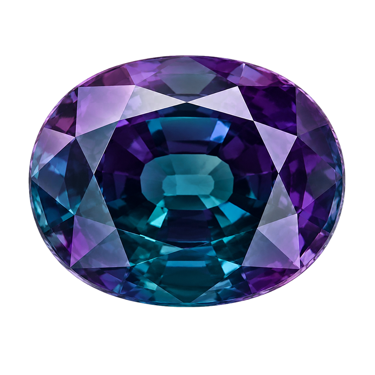 Alexandrite gemstone shown on a transparent background.