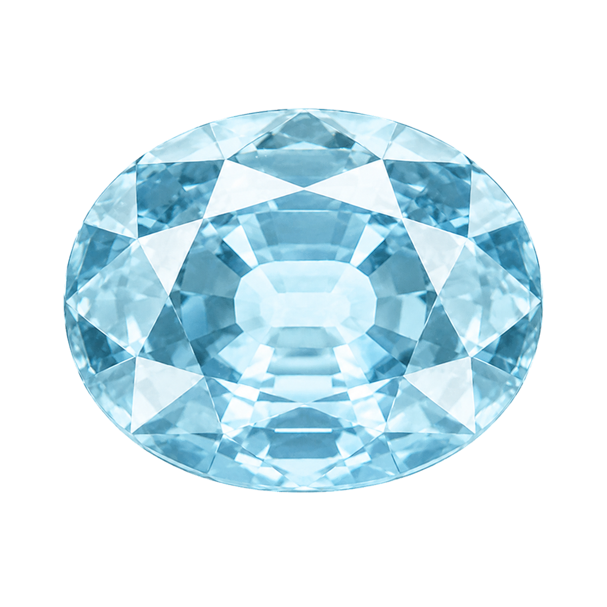 Aquamarine gemstone shown on a transparent background.