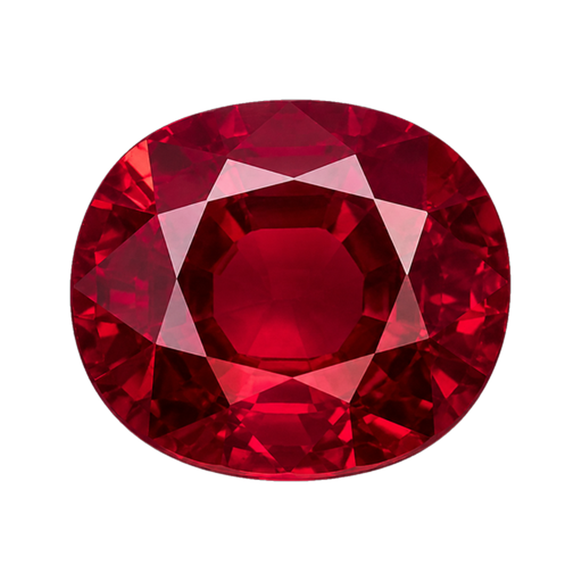 Ruby gemstone shown on a transparent background.