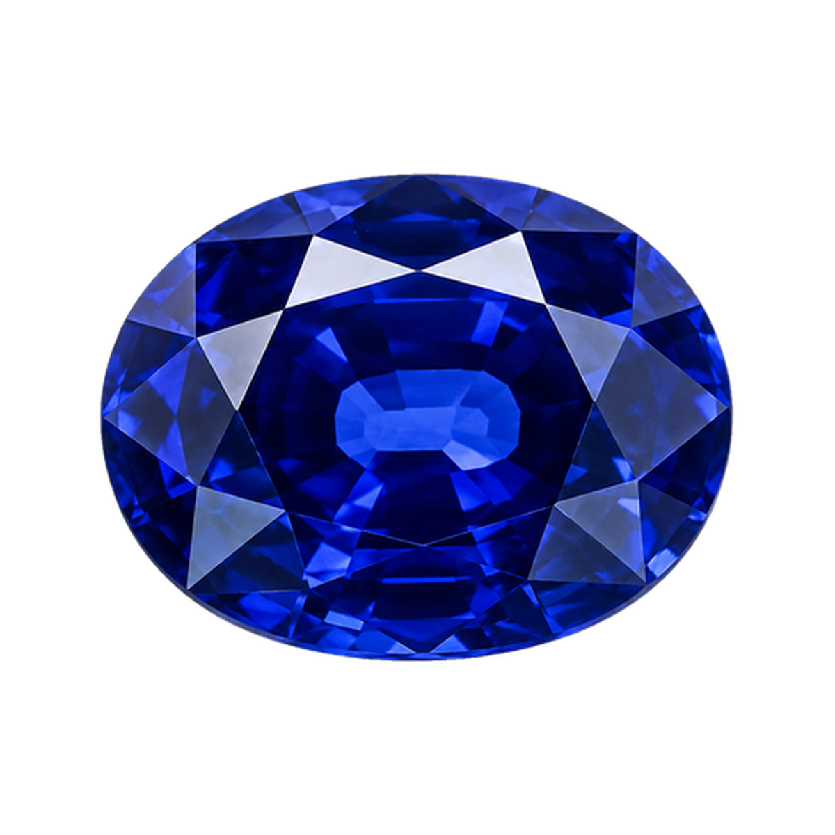 Sapphire gemstone shown on a transparent background.