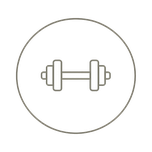 Dumbbell symbol for impact-prone activity.