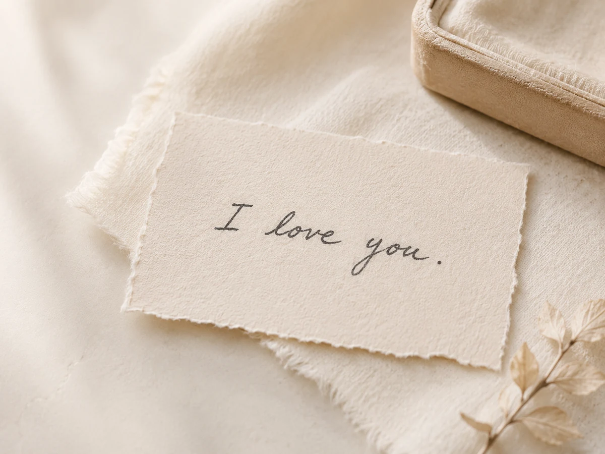 A personal handwritten phrase on warm paper.